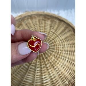 Red Enamel Heart EKG Heartbeat 3/4" x 5/8"